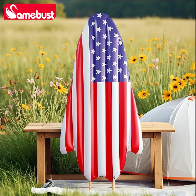 Camebust aufblasbare PVC schwimmende Reihe Schwimmbad Matratze USA Flagge Pool Matte schwimmt Floß Lounge Luft matte Image
