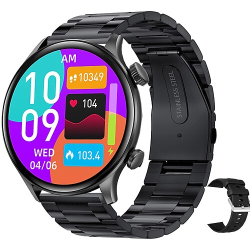 iMosi ZW63 Smartwatch 1.39 Zoll Smartwatch Fitnessuhr Bluetooth Temperaturüberwachung Schrittzähler Anruferinnerung Kompatibel mit Android iOS Damen Herren Freisprechanlage Mediensteuerung Image