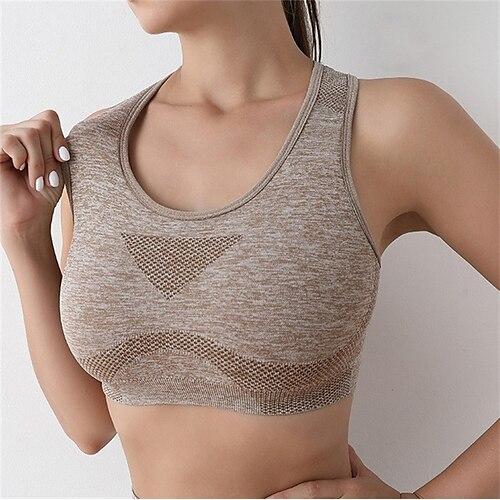 Damen BH-Oberteil Unterwäsche BH-Top Bequem Atmungsaktiv Stoßfest Herausnehmbare Polsterung Drahtlos Einfach Sport Sportkleidung Schwarz Gelb Yoga Fitness Leger