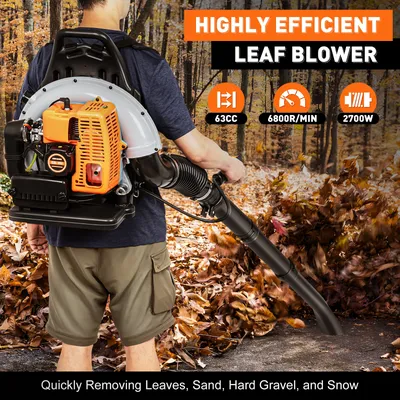 65CC 3.6HP Leaf Blower 2 Stroke Backpack Gas Powered Grass Lawn Blower Air Cooling 0.47 Gal Large