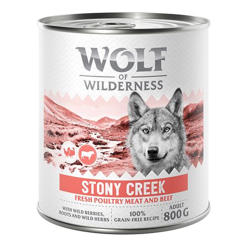 10 € Rabatt sichern! Sparpaket Wolf of Wilderness 24 x 800 g - Stony Creek - Geflügel mit Rind