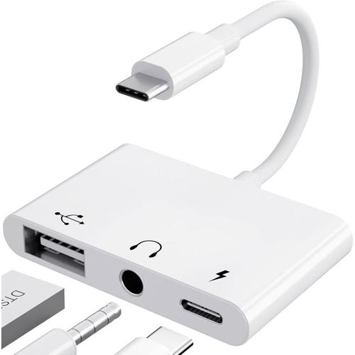 USB-C-Adapter, 3,5-mm-Klinke mit Schnelllade-OTG-Adapter, Typ c auf Aux-Splitter, Kopfhörer-Audio