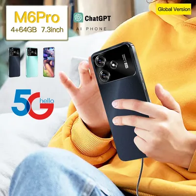 Global VER M6 Pro 5G Smart Phone Deca Core 4GB+64GB 7.3 Inch Mini Smart phones Android 13 Mobile