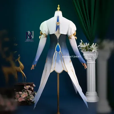 Genshin Impact Focalors Furina Cosplay Kostüm Perücke Kleid Fontaine Dämonischer Gott Uniform Image