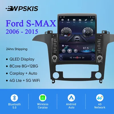 8Core 8G+128G Carplay Auto Car Radio Audio Stereo Tape Recorder HU Head Unit For Ford S-MAX S MAX 2006 - 2015 GPS DVD Cassette