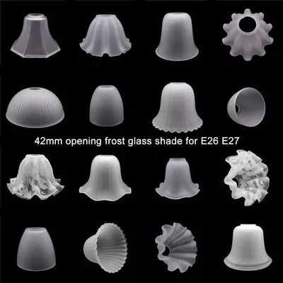 Vintage E27 Frost White Glass Shade Replacement with 4.2cm Opening, Frosted 42mm Hole Bell Shaped Lampshade for Pendant Lighting