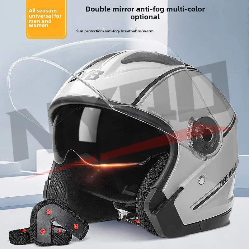Elektrischer Fahrrad-Motorradhelm, Reiten, Motorrad, vier Jahreszeiten, Doppelspiegel-Öffnungshelm, Anti-Beschlag, Gia Kushcino Para Moto Casco Perro Image