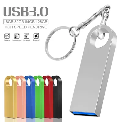 Metallfreier Schlüsselanhänger, USB 3.0-Flash-Laufwerk, Metall-Stick, 128 GB, 64 GB, 32 GB, 16 GB, 8 Image