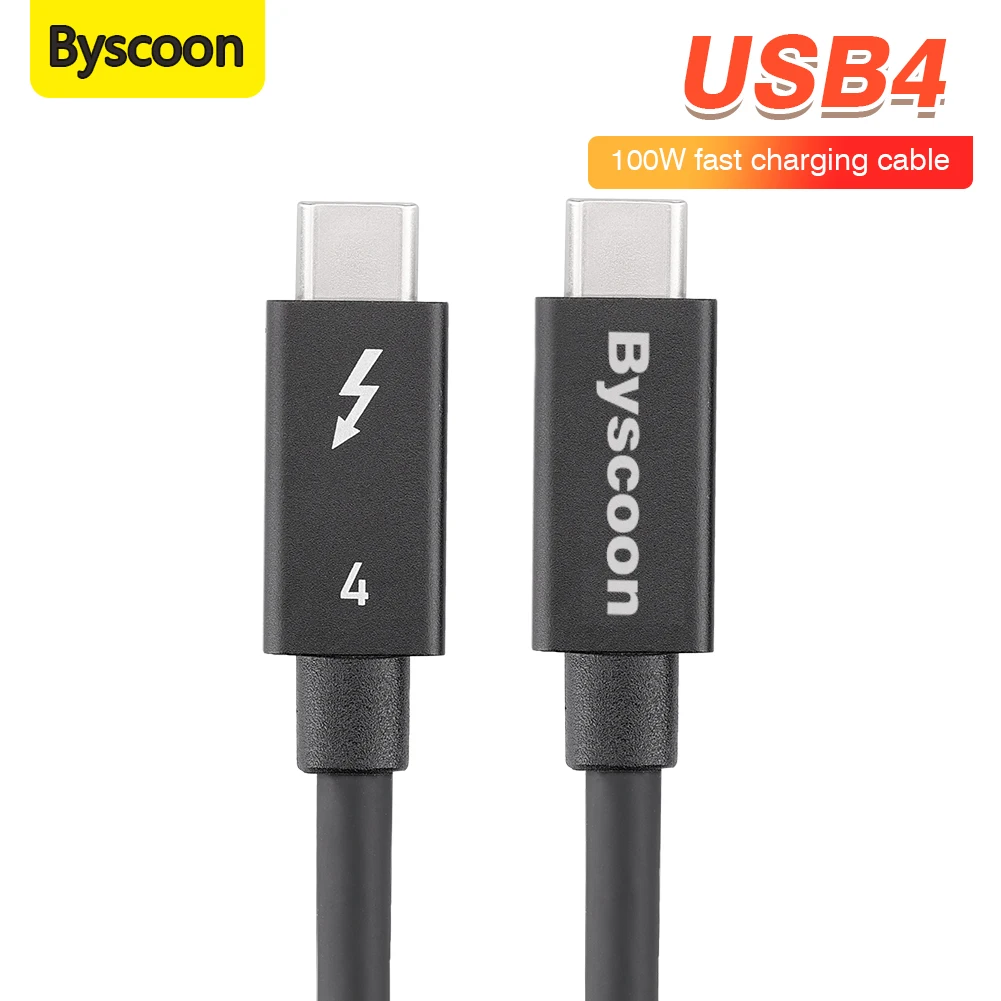 Byscoon thunderbolt 4 kabel usb4 typ c zu usb c pd 100w schnell ladekabel 8k 40gbps typ-c daten synchron leitung für macbook pro ipad Image