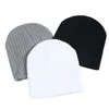 Einfarbig Crimpen Skullies Beanies Warm Halten Unisex Hip Hop Schwarz Weiß Grau Winter Koreanische Männer Beanie Frauen Gestrickte Hut
