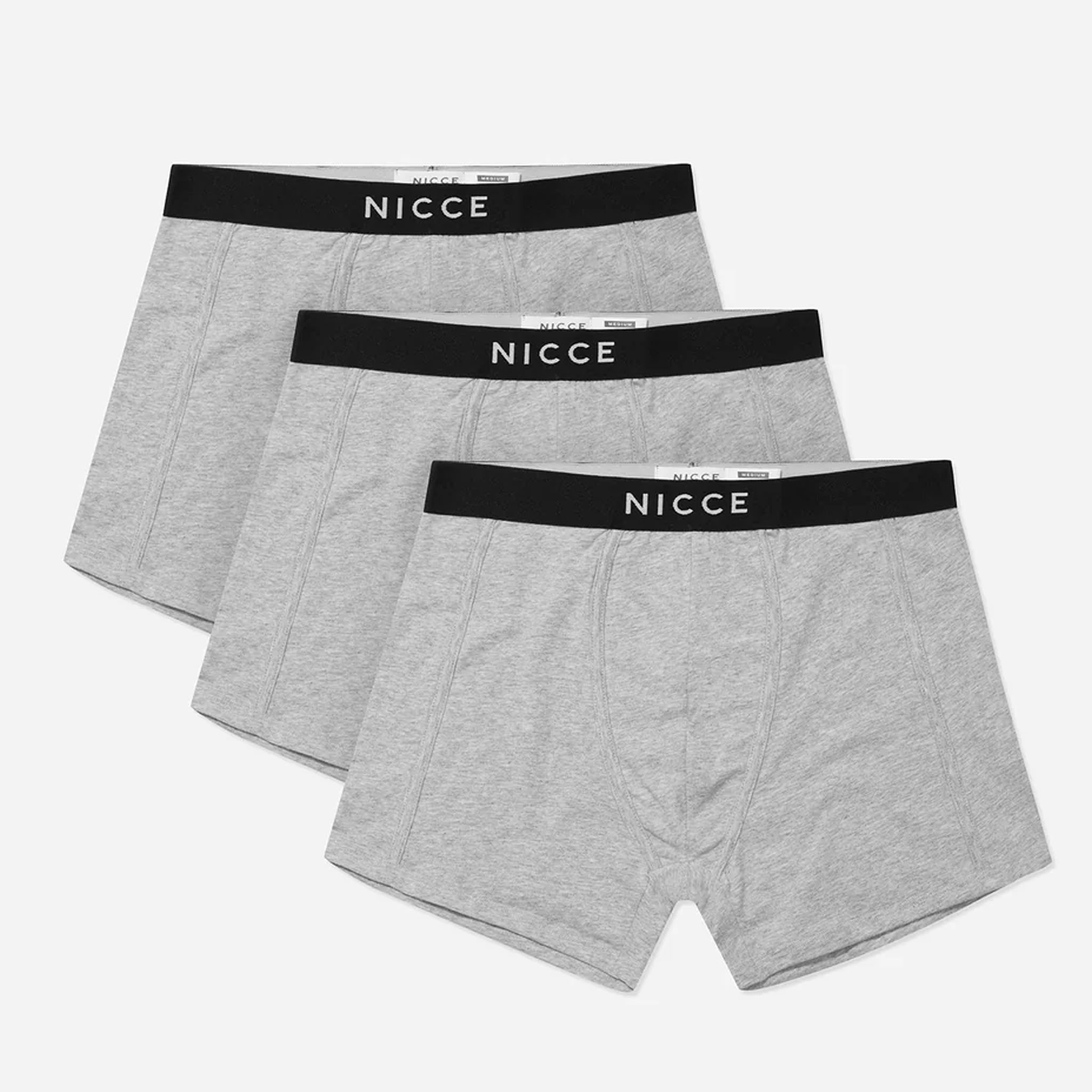 NICCE 3-Pack Stretch Waist Black/grey Mens Alesi Boxer Shorts 0037 K001 0264 Cotton - Size X-large | NICCE Sale | Discount Designer Brands