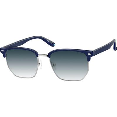 Zenni Women's Vintage Browline Rx Sunglasses Blue Mixed Full Rim Frame