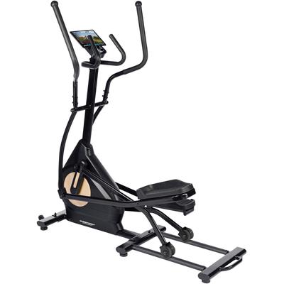 Crosstrainer-Ergometer CHRISTOPEIT SPORT "Fit Wheel Pro" Crosstrainer Gr. ohne Unterlegmatte, schwarz (schwarz mit holzfarbener schwungradverkleidung) Flüsterleise, gelenkschonend, Kinomap-App kompatibel