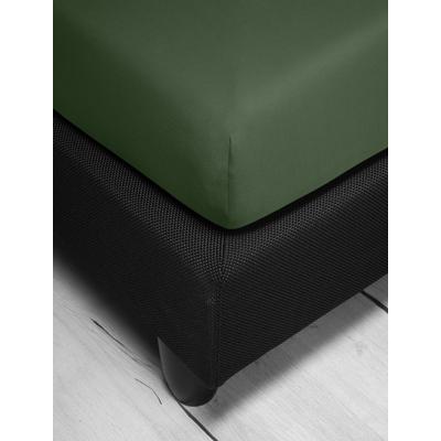 Spannbettlaken IRISETTE "Jupiter 8", grün (moos), B:90-100cm L:200-220cm, Mako-Jersey, Obermaterial: 100% Baumwolle, Laken, aus Baumwolle, für Matratzen bis 25 cm Höhe, Bettlaken, Spannbetttuch Image
