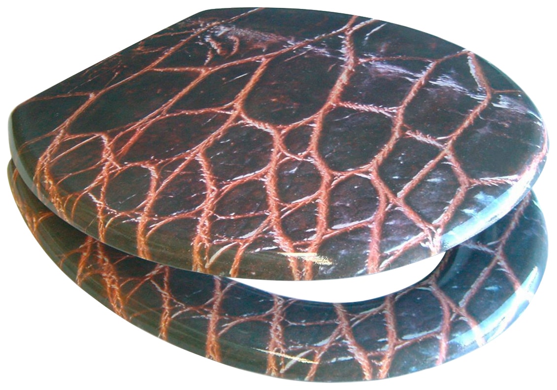 WC-Sitz ADOB "Leder", braun, Holz, WC-Sitze, mit messingverchromten Scharnieren