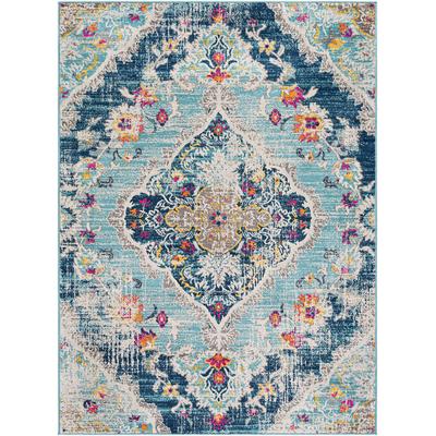 Teppich LIVABLISS "ADEN", blau, B:100cm H:10mm L:153cm, Kunstfaser, Teppiche, Vintage Orientteppich, Kurzflor Boho Wohnzimmerteppich, Läufer Image