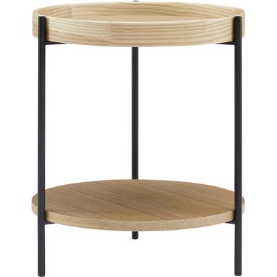 Beistelltisch SALESFEVER, beige (natur, schwarz, schwarz, natur), B:44cm H:49cm T:44cm, MDF mit Eschenholzfurnier, Metall, Tische, mit 2 Ablageflächen Image