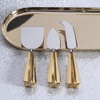 Two-Tone Star Polished Cheese Knife Set