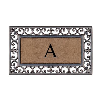 Rubber Coir Classic Paisley Border Bronze Monogrammed Doormat