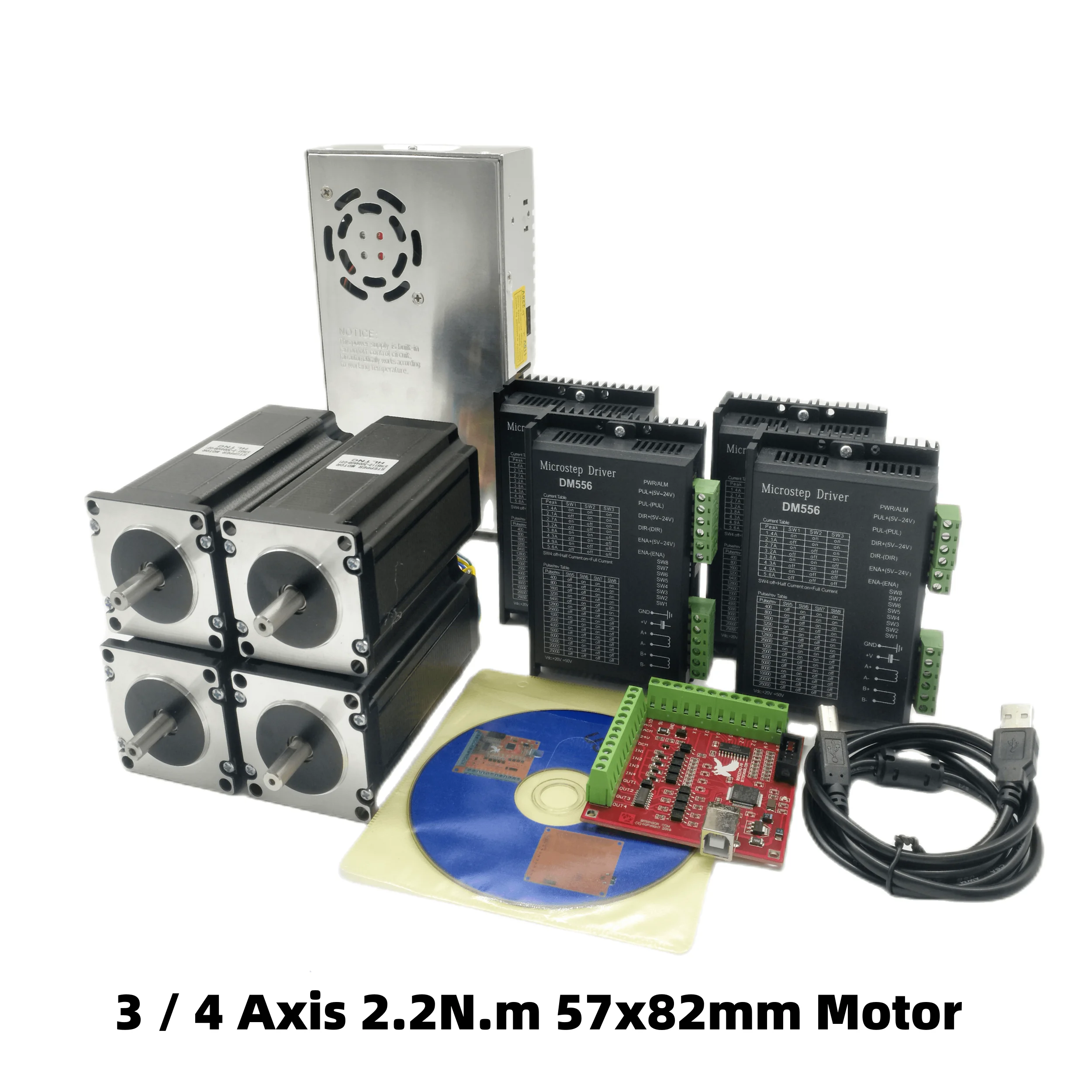 Kit Router CNC a 3 4 assi 2.2N.m motore passo-passo Nema 23 + Driver passo-passo DM556 DM542 + alimentatore 350W + scheda Controller Mach3