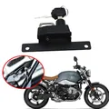 Misura per BMW R NineT Scrambler 2014-2022 accessori moto gancio di montaggio serratura casco in lega nero lato destro antifurto sicurezza