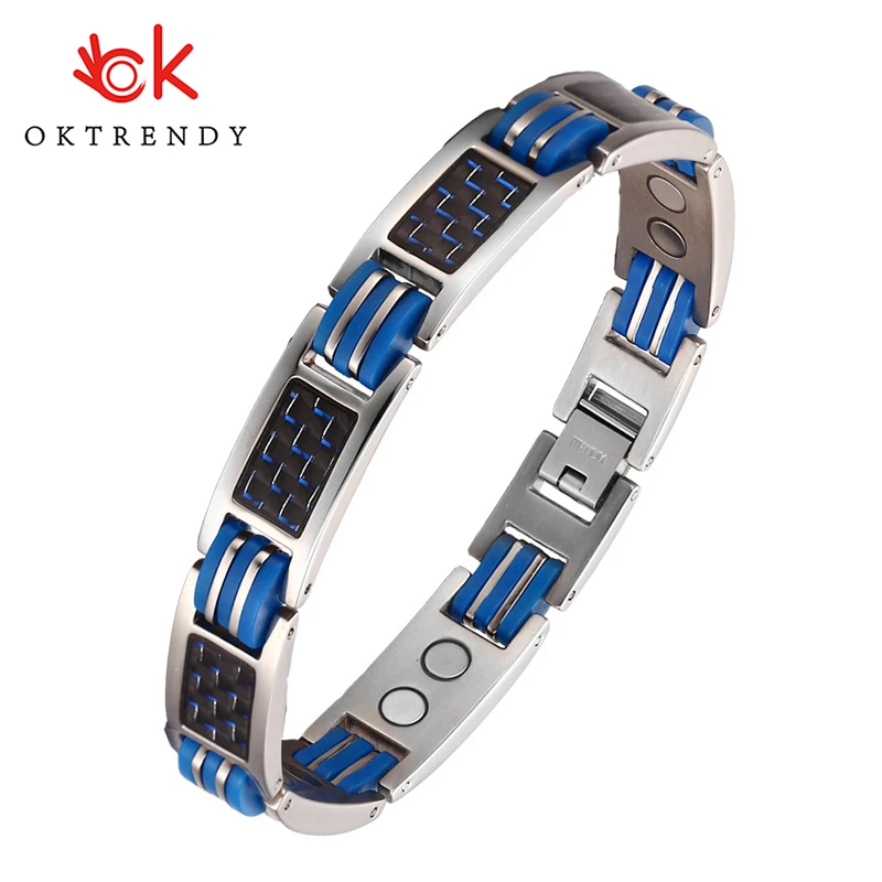 Oktrendy di Salute di Titanio Braccialetto Magnetico di Colore Blu Di Lusso Braccialetti & Braccialetti di Amicizia Dei Braccialetti di Carica Bracciali Gioielli Terapia