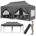 Pavilion Popup Gazebo 3x6m tenda Gazebo pieghevole impermeabile tenda da festa con 4 pannelli laterali 6 Sandbag UV 50 + regolabile in altezza 2-3M