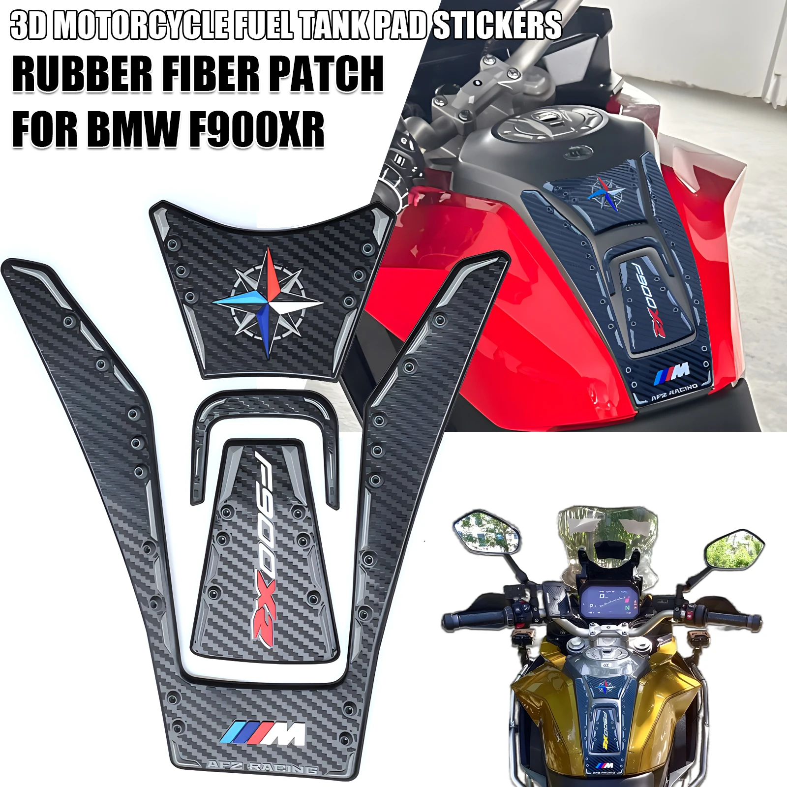 Moto Rilievo Del Carro Armato Del Carburante Adesivi 3D Rilievo del Carro Armato Per BMW F900XR F900 XR 2020-2022 2023 Adesivo Copertura Del Serbatoio Decorazione Accessori