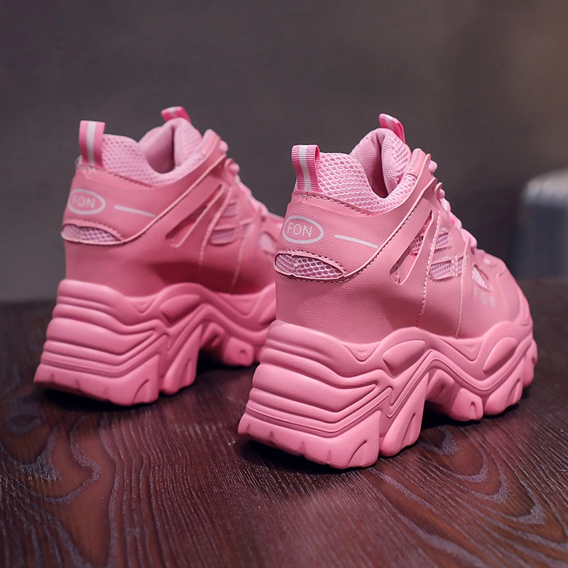 Sneakers grosse da donna 2022 Sneakers con plateau di moda zeppe di marca da donna scarpe Casual per donna scarpe sportive da papà in pelle 10cm