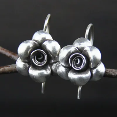 BOCAI Neue 100% S925 Silber Rose Ohrringe für Frau in Sterling Alle-Match Kleinen Blumen