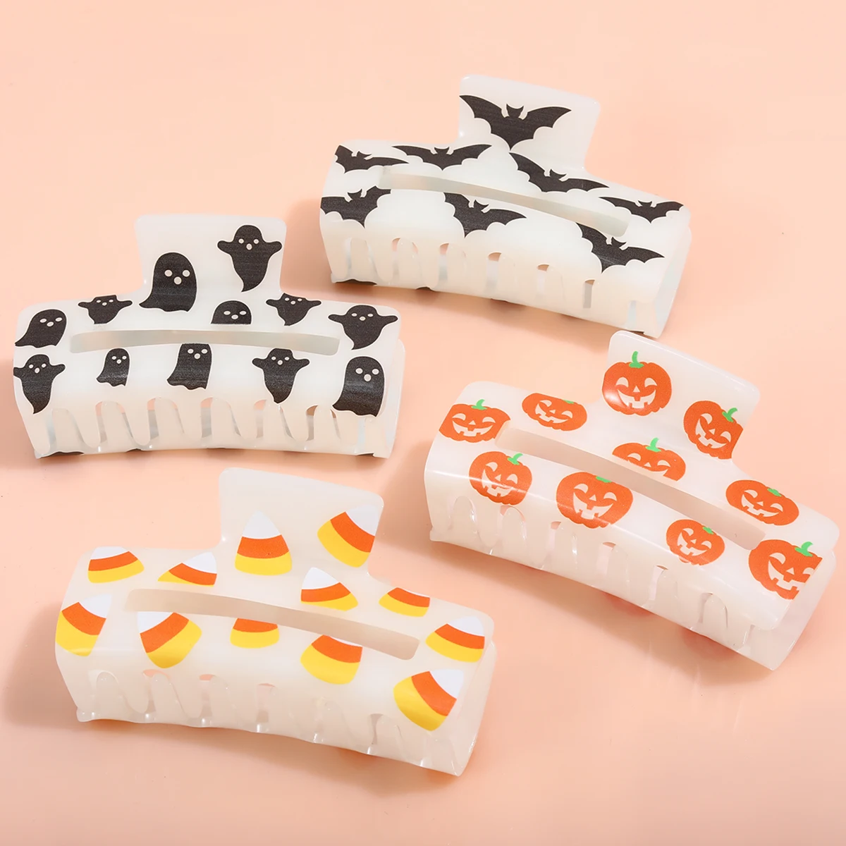 1 Stück personal isierte Halloween-Geist, Kürbis, Süßigkeiten Corm im Dunkeln leuchten Acetat Haar Krallen clip personal isierte Frauen Haars pange Image