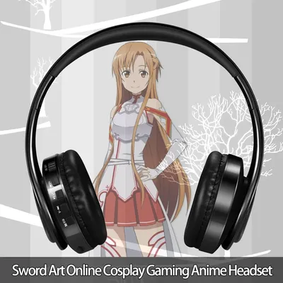 Anime Sao Schwert Art Online Yuuki Asuna Drahtlose Bluetooth Kopfhörer Über Kopf Spiel Headset mit Mic Tf Slot für IOS ANDROID Image
