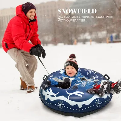 Winter Skiing Ring for Kids Adults Thickened Universal Skiing Cushion with Handles Outdoor