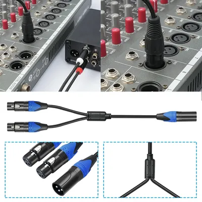 50cm Female To 2 Male XLR Y Cable XLR Female To Dual XLR Male Y Splitter Mic Cable Audio Micphone