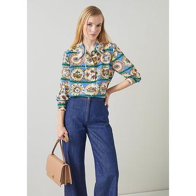 Erica Plate Print Silk Blouse Multi, Multi