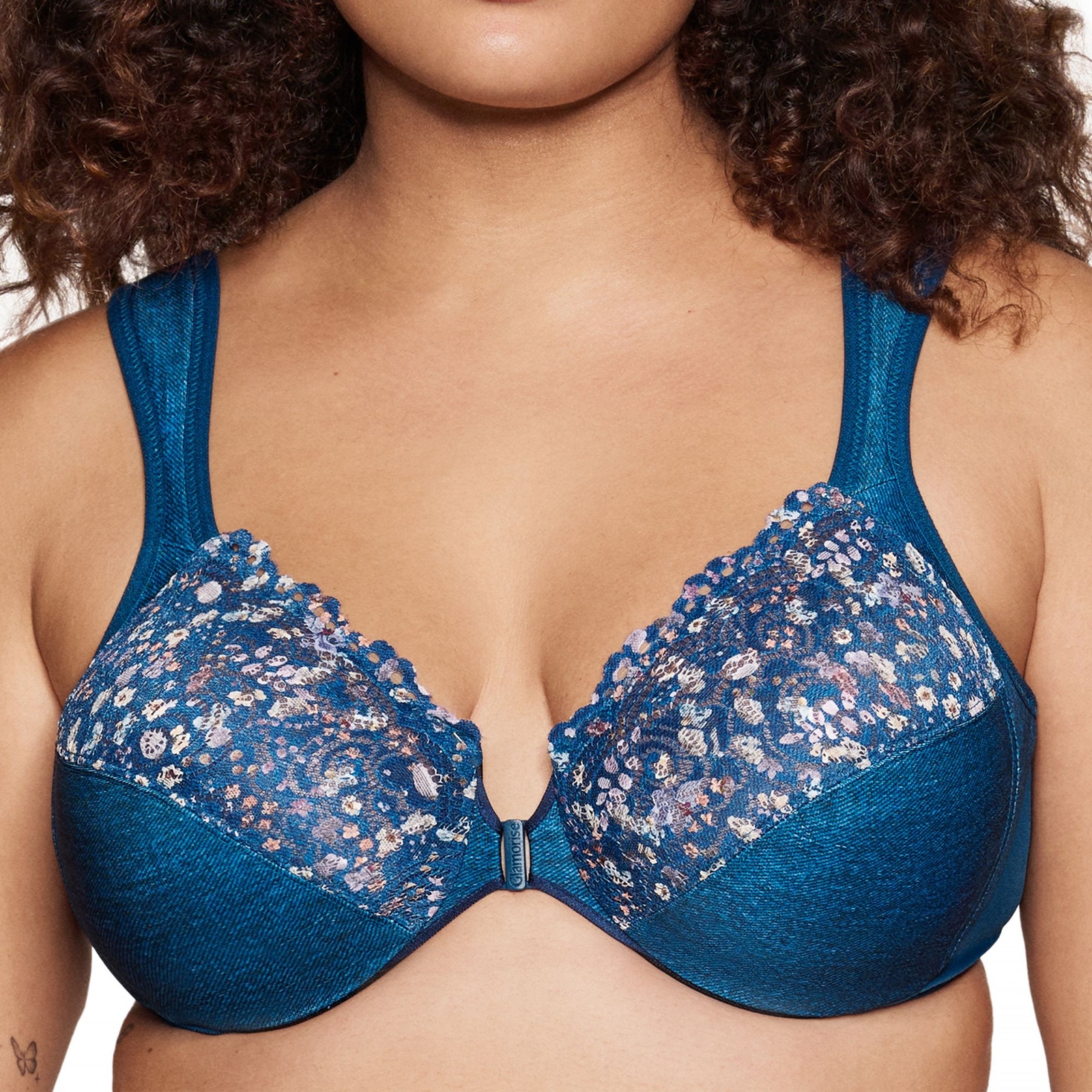 Glamorise Front-Close Wonderwire Bra (Size 40-G) Dark Blue, Polyester