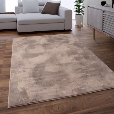 Teppich Wohnzimmer Kunstfell Shaggy Hochflor Waschbar In Waschmaschine Soft Uni Beige Taupe 140x200