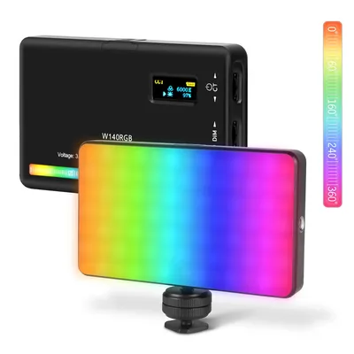 2500-9000K Selfie RGB Video Light W140 LED Camera Light 3100mAh With Diffuser Effect Vlog Live Fill