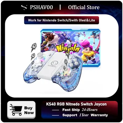 PSHAVOO KS40 for Nitendo Switch/Switch Oled/Switch Lite RGB Switch Joycon Bluetooth Gamepad Macro