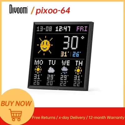 Divoom Pixoo 64 WiFi Pixel Art Display WiFi Cloud Digital Frame with APP Control,64 X 64 LED Panel for Gaming Room Decoration