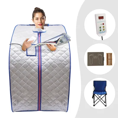 Lightweight Portable Personal Steam Sauna Spa set tent 750W+4 heating pads+65cm folding chair