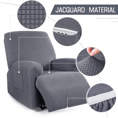 1 Seat Durable Spandex Jacquard Recliner Sofa Stretch Sofa Slipcover Couch Cover Furniture Protector With Elastic Bottom