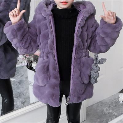 Kids Girls' Faux Fur Coat Solid Color Cute School Coat Outerwear 4 years Fall Pink Purple