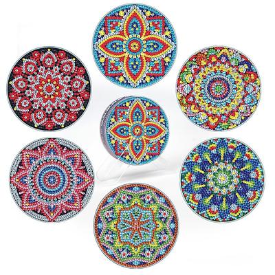 6Pcs Diamond Art Painting Coaster Kit DIY Crafts Kit with Holder Non Slip Coaster Art Supplies for Adults Women Ideal Christmas Gift