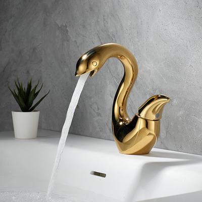 Swan Shaped Faucet Basin Mixer Tap Basin Faucet Single Handles Faucet Single Hole Bathroom Basin Faucet Mixer Tap Water Tap for Bathroom Kitchen