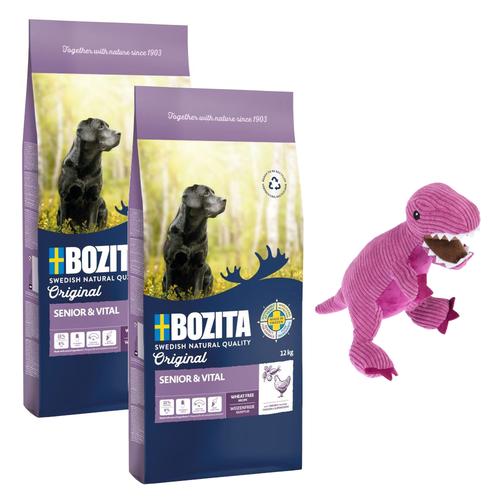 2 x 12 kg Bozita Original + TIAKI Hundespielzeug gratis! - Senior & Vital mit Huhn - Weizenfrei