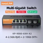 Switch multigabit KeepLiNK a 6 porte con Ethernet da 4 porte da 2,5 Gb e SFP+ da 10 G a 2 porte
