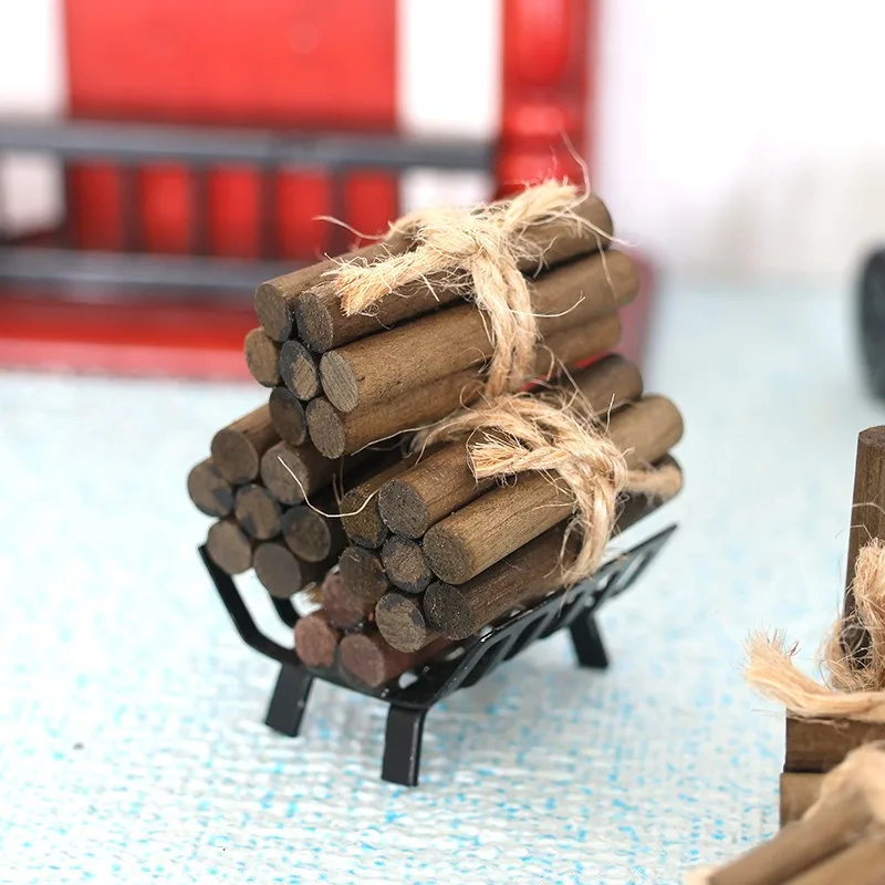 Maison de poupée bois de chauffage Pile Mini Match Pile Miniatures scène de cuisine poupée accessoires ornements accessoires jouets décoration décor à la maison