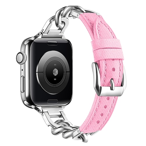 Solo-Loop Kompatibel mit Apple Watch Armband 38mm 40mm 41mm 42mm 44mm 45mm 49mm Damen Verstellbar Edelstahl Stoff Ersatzarmband für iwatch Ultra 2 Series 9 8 7 SE 6 5 4 3 2 1 Image