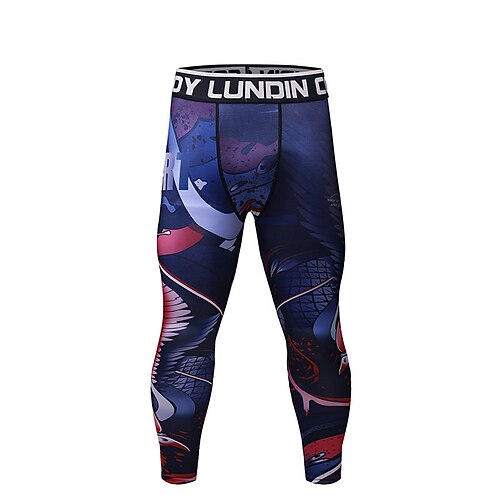 Herren Laufhose Lang Tights Running Kompressionsstrumpfhosen Patchwork Basisschicht Innen Outdoor Sport Outdoor Sommer Frühling Herbst Schnelltrocknend Weich Kompression Schweißableitend Power Flex Image